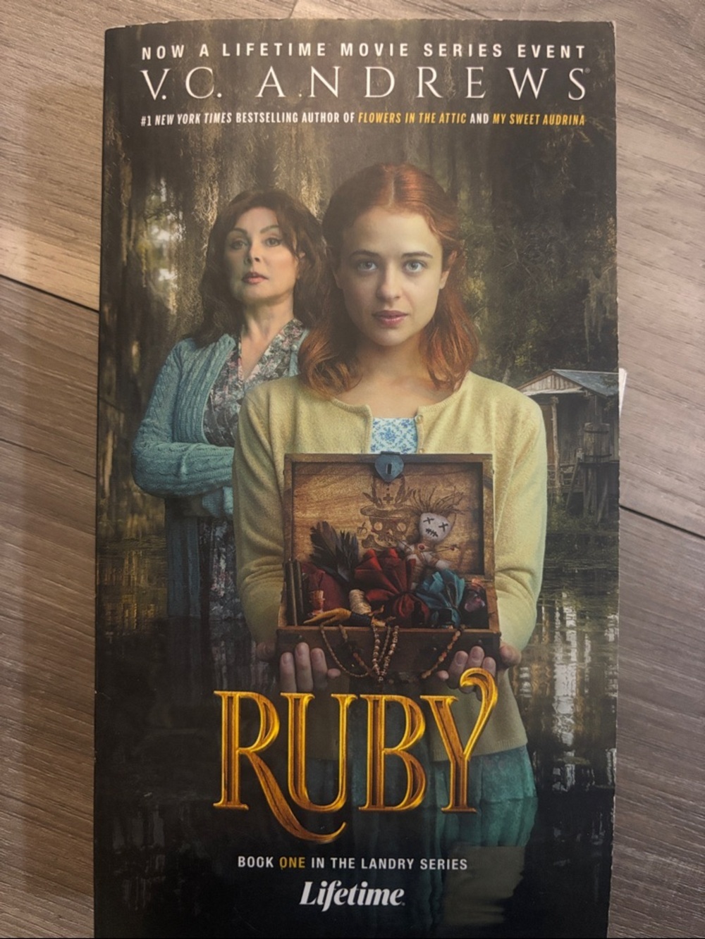 Ruby by V.C. Andrews - Yellow Cover with Red Hair Portrait